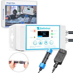首图1 Salt Chlorine Generator for Hot Tubs & Swim Spas, Titanium Salt Cell with OLED Display & Quick-Change Design, Self-Cleaning System (Up to 2500 Gallons)
