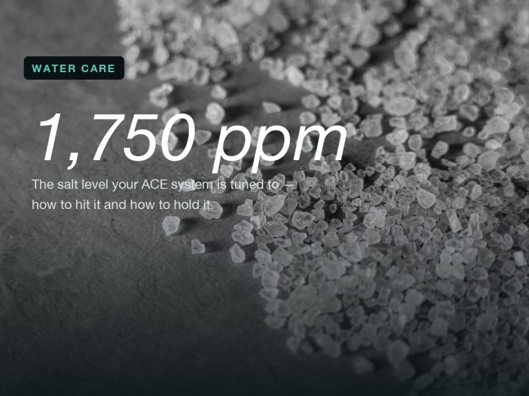 Salt crystals macro photo with the 1,750 ppm headline