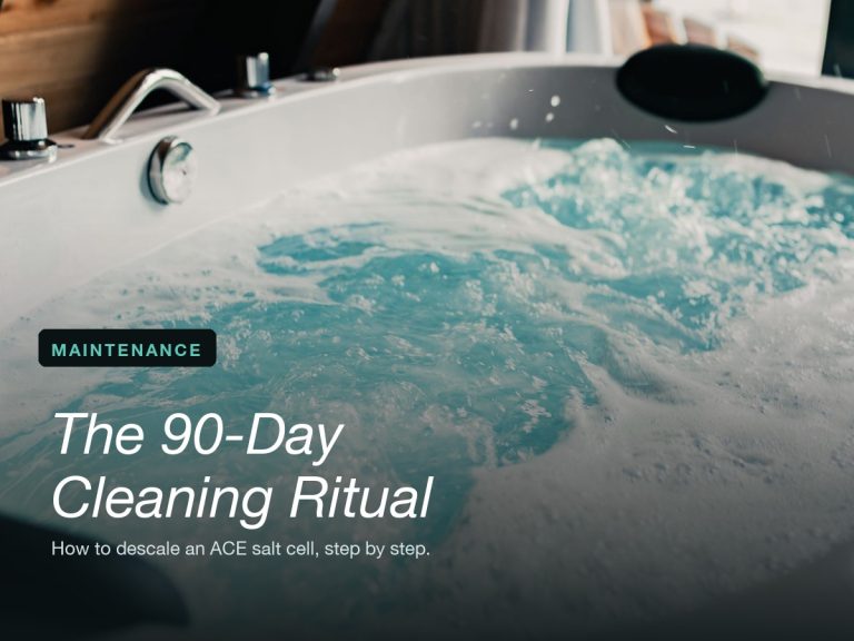 Real cabin hot tub photo with the 90-day cleaning title overlay